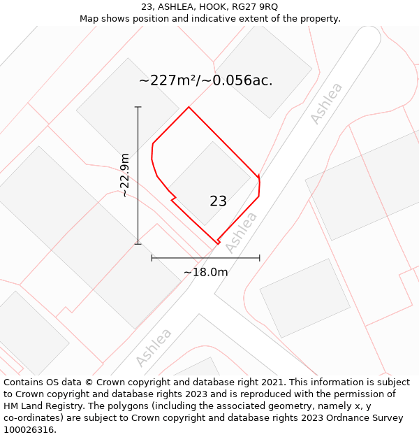 23, ASHLEA, HOOK, RG27 9RQ: Plot and title map