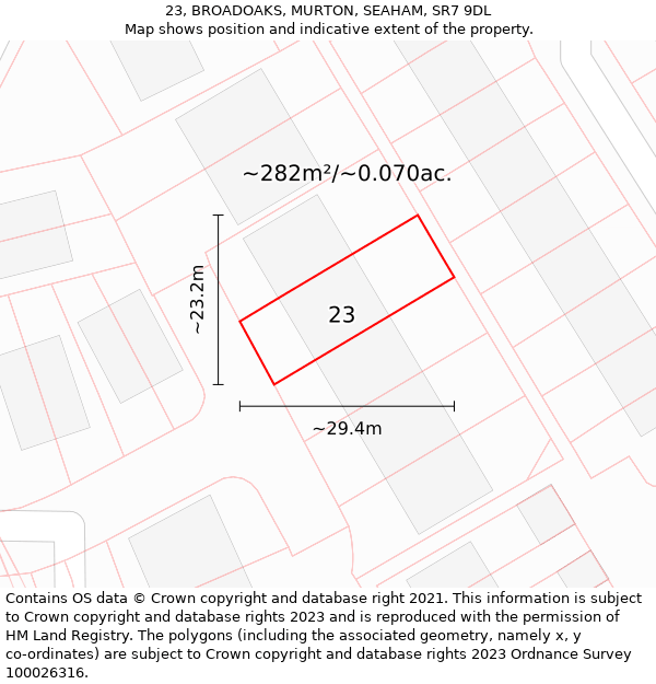 23, BROADOAKS, MURTON, SEAHAM, SR7 9DL: Plot and title map