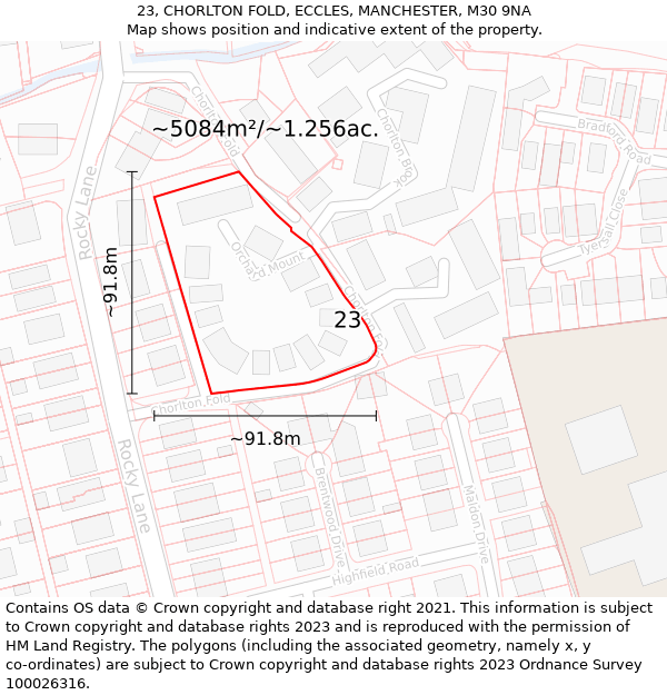 23, CHORLTON FOLD, ECCLES, MANCHESTER, M30 9NA: Plot and title map