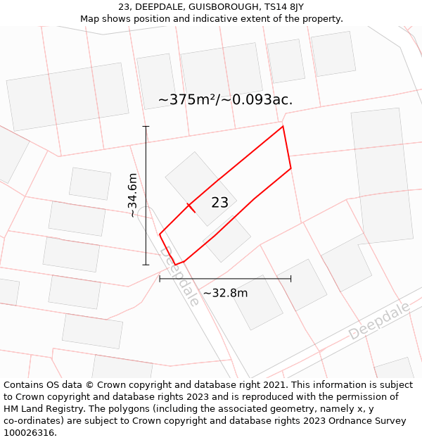 23, DEEPDALE, GUISBOROUGH, TS14 8JY: Plot and title map