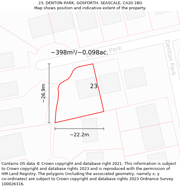 23, DENTON PARK, GOSFORTH, SEASCALE, CA20 1BG: Plot and title map