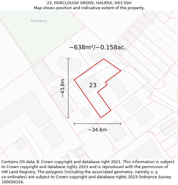 23, FAIRCLOUGH GROVE, HALIFAX, HX3 5SH: Plot and title map