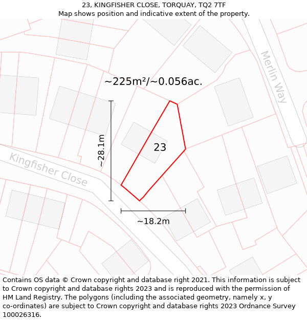 23, KINGFISHER CLOSE, TORQUAY, TQ2 7TF: Plot and title map