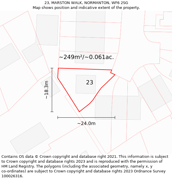 23, MARSTON WALK, NORMANTON, WF6 2SG: Plot and title map