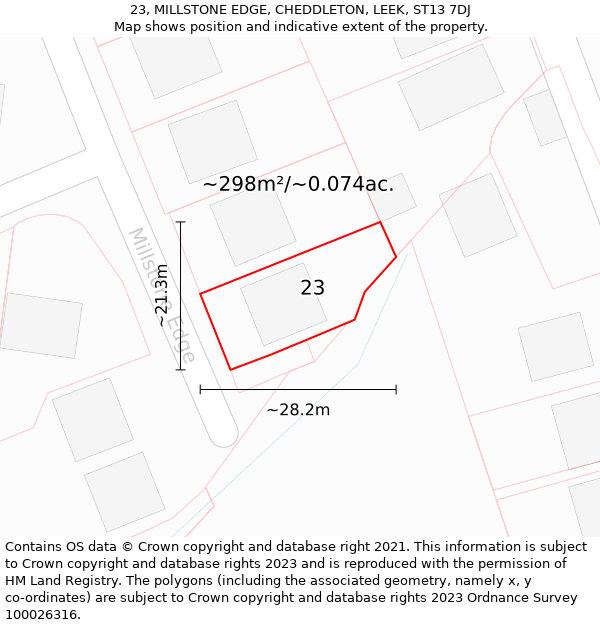 23, MILLSTONE EDGE, CHEDDLETON, LEEK, ST13 7DJ: Plot and title map