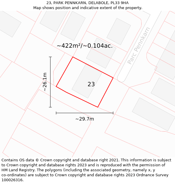 23, PARK PENNKARN, DELABOLE, PL33 9HA: Plot and title map