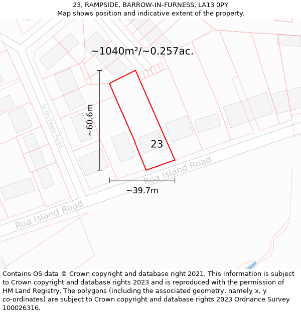 23, RAMPSIDE, BARROW-IN-FURNESS, LA13 0PY: Plot and title map