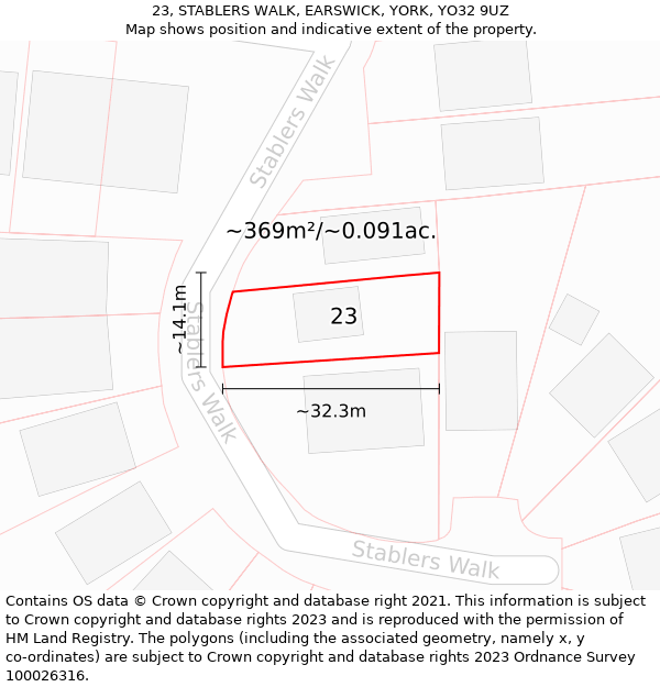 23, STABLERS WALK, EARSWICK, YORK, YO32 9UZ: Plot and title map