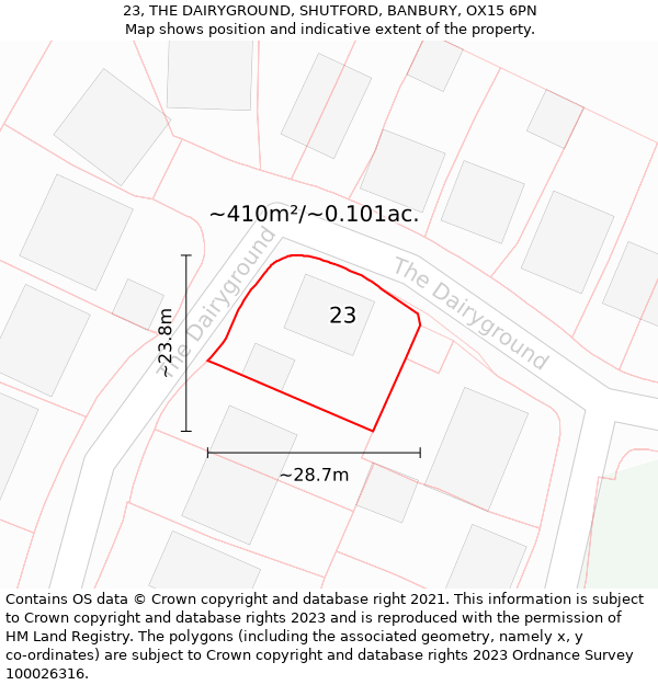 23, THE DAIRYGROUND, SHUTFORD, BANBURY, OX15 6PN: Plot and title map