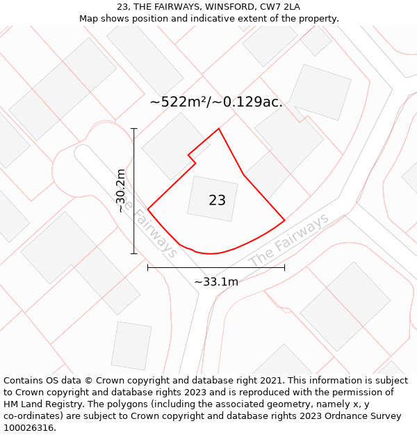 23, THE FAIRWAYS, WINSFORD, CW7 2LA: Plot and title map