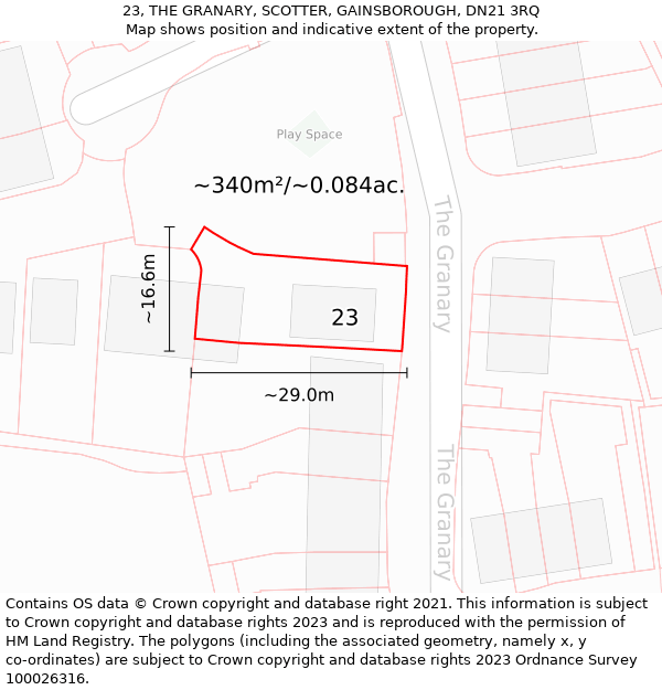 23, THE GRANARY, SCOTTER, GAINSBOROUGH, DN21 3RQ: Plot and title map