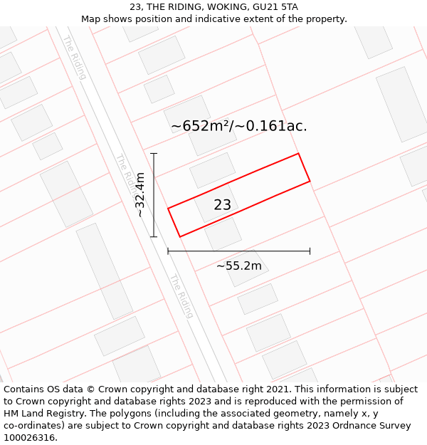 23, THE RIDING, WOKING, GU21 5TA: Plot and title map