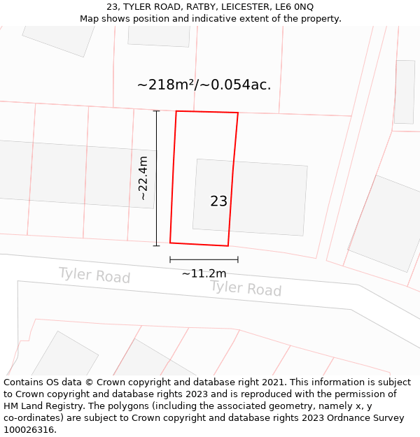 23, TYLER ROAD, RATBY, LEICESTER, LE6 0NQ: Plot and title map