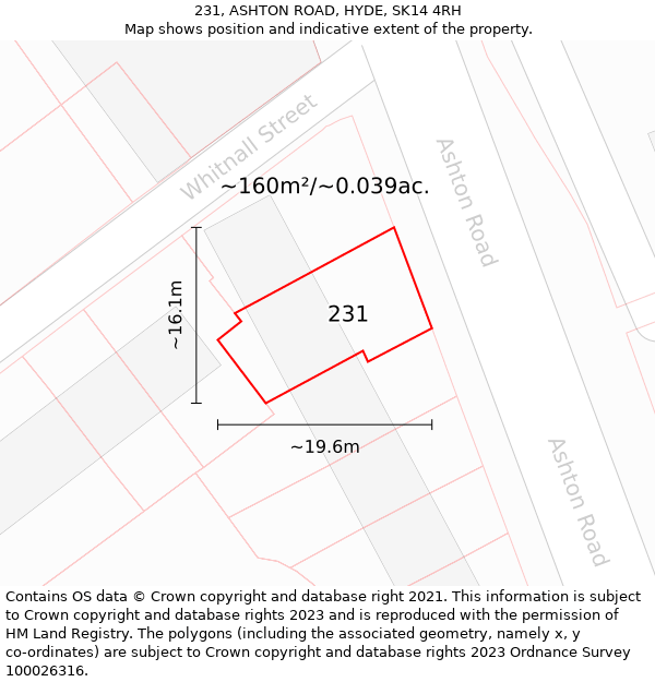 231, ASHTON ROAD, HYDE, SK14 4RH: Plot and title map