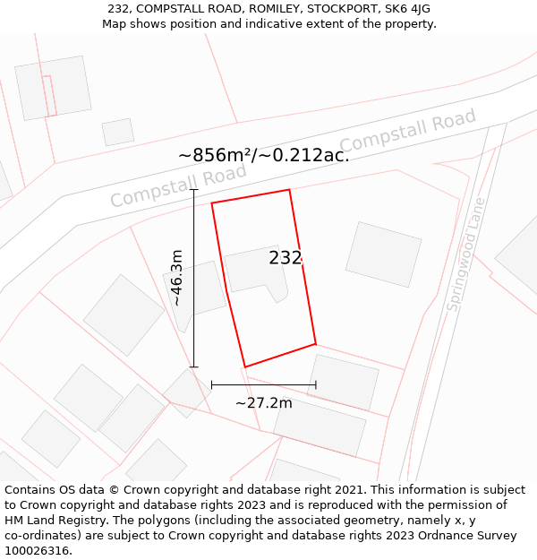232, COMPSTALL ROAD, ROMILEY, STOCKPORT, SK6 4JG: Plot and title map