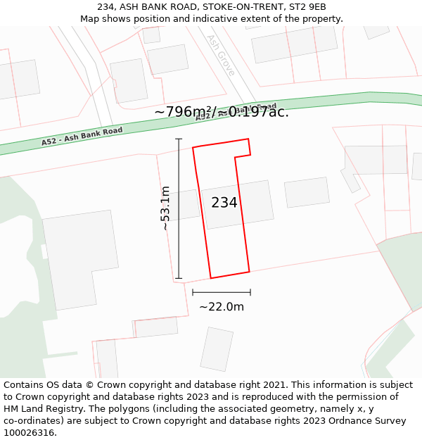 234, ASH BANK ROAD, STOKE-ON-TRENT, ST2 9EB: Plot and title map