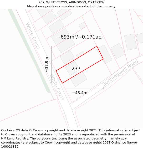 237, WHITECROSS, ABINGDON, OX13 6BW: Plot and title map