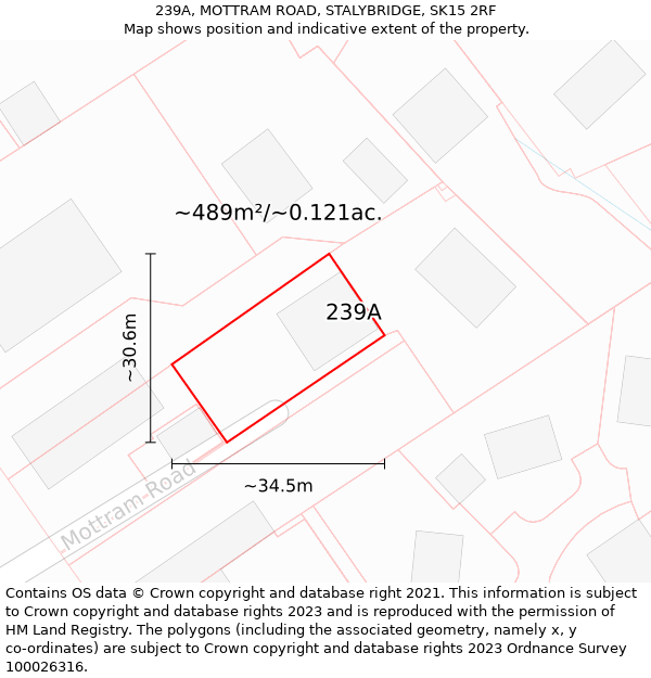 239A, MOTTRAM ROAD, STALYBRIDGE, SK15 2RF: Plot and title map