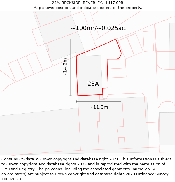 23A, BECKSIDE, BEVERLEY, HU17 0PB: Plot and title map