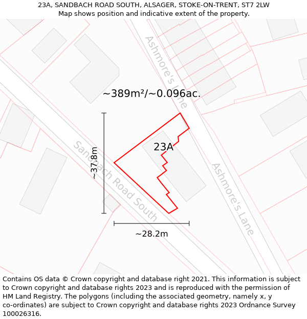 23A, SANDBACH ROAD SOUTH, ALSAGER, STOKE-ON-TRENT, ST7 2LW: Plot and title map