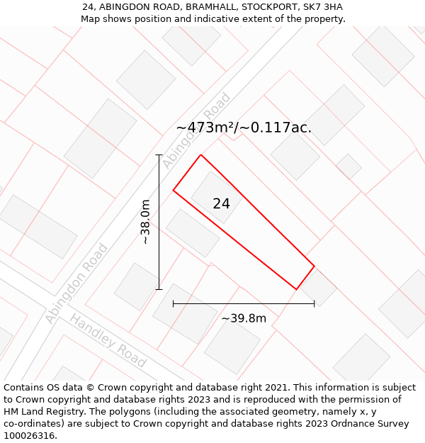 24, ABINGDON ROAD, BRAMHALL, STOCKPORT, SK7 3HA: Plot and title map