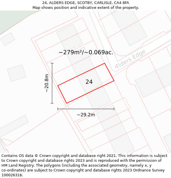 24, ALDERS EDGE, SCOTBY, CARLISLE, CA4 8FA: Plot and title map