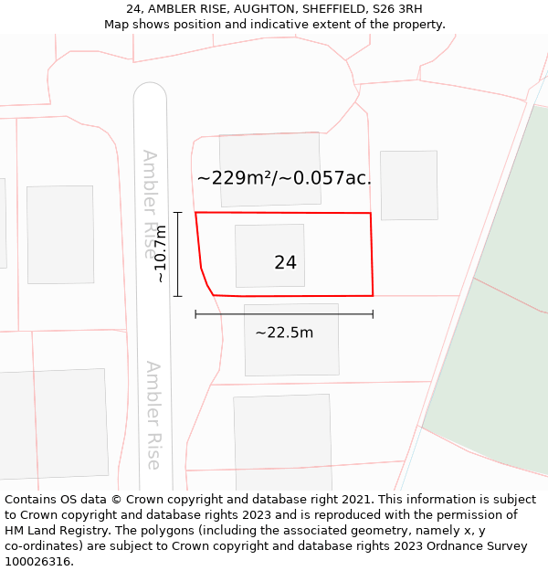 24, AMBLER RISE, AUGHTON, SHEFFIELD, S26 3RH: Plot and title map