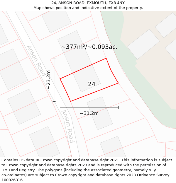 24, ANSON ROAD, EXMOUTH, EX8 4NY: Plot and title map