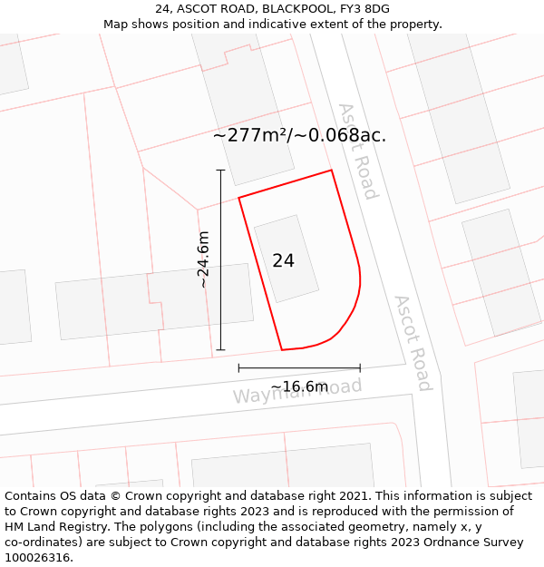 24, ASCOT ROAD, BLACKPOOL, FY3 8DG: Plot and title map
