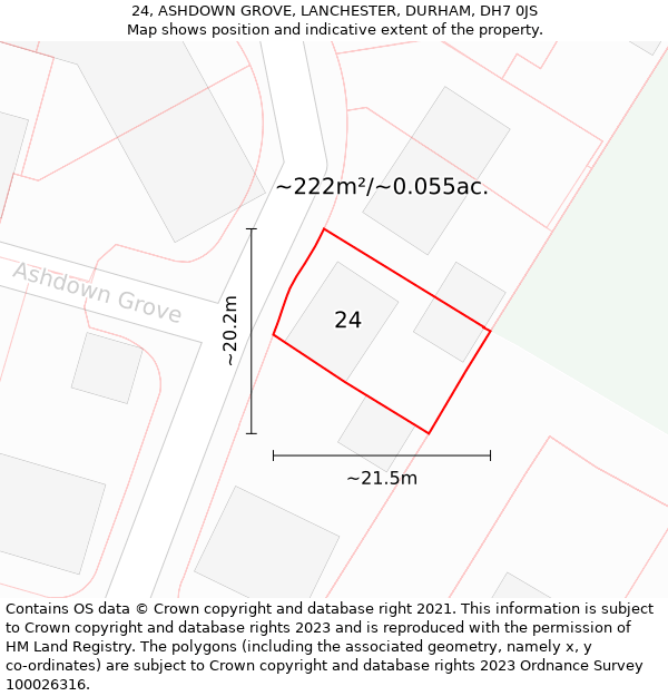 24, ASHDOWN GROVE, LANCHESTER, DURHAM, DH7 0JS: Plot and title map