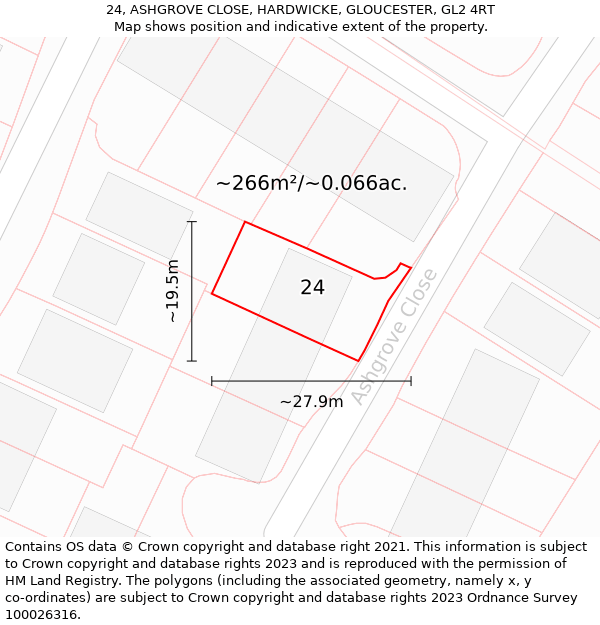 24, ASHGROVE CLOSE, HARDWICKE, GLOUCESTER, GL2 4RT: Plot and title map