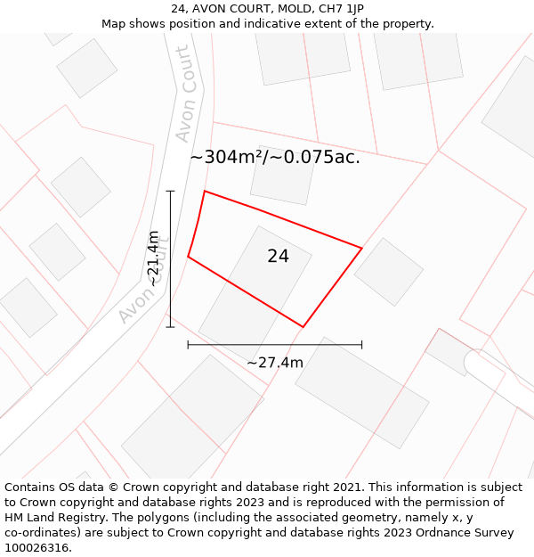 24, AVON COURT, MOLD, CH7 1JP: Plot and title map