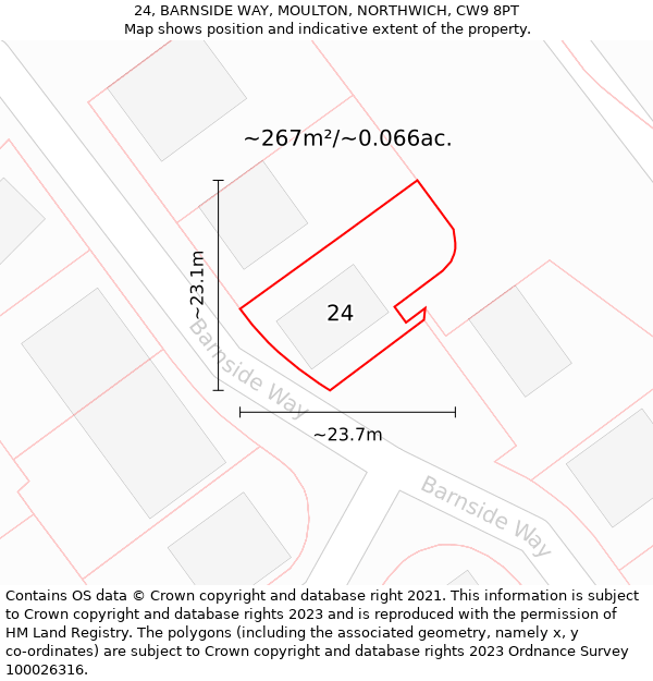 24, BARNSIDE WAY, MOULTON, NORTHWICH, CW9 8PT: Plot and title map