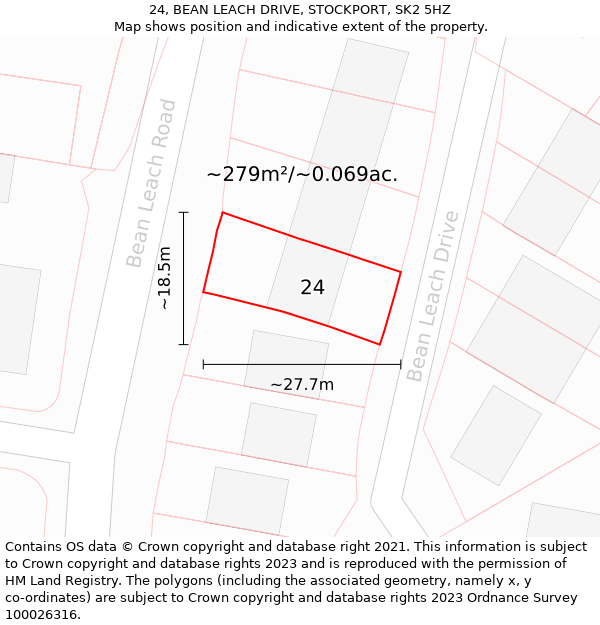 24, BEAN LEACH DRIVE, STOCKPORT, SK2 5HZ: Plot and title map