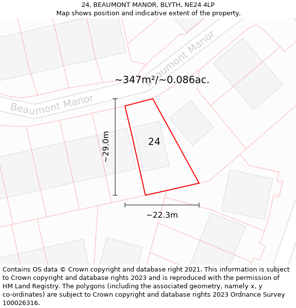 24, BEAUMONT MANOR, BLYTH, NE24 4LP: Plot and title map
