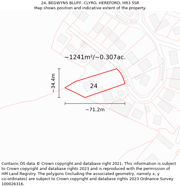 24, BEGWYNS BLUFF, CLYRO, HEREFORD, HR3 5SR: Plot and title map