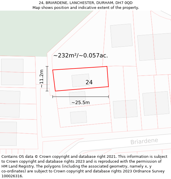 24, BRIARDENE, LANCHESTER, DURHAM, DH7 0QD: Plot and title map