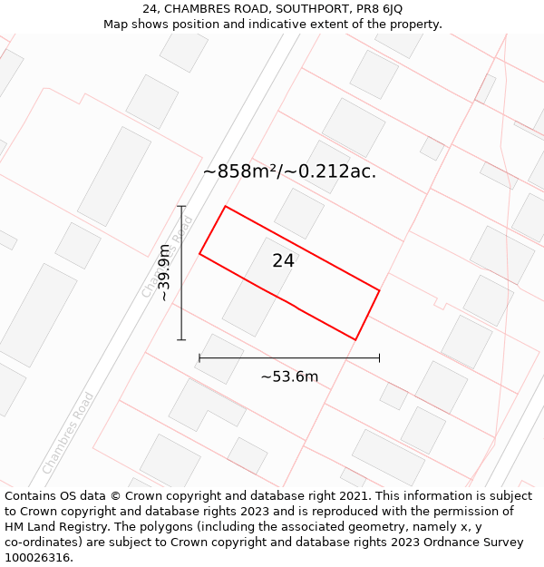 24, CHAMBRES ROAD, SOUTHPORT, PR8 6JQ: Plot and title map