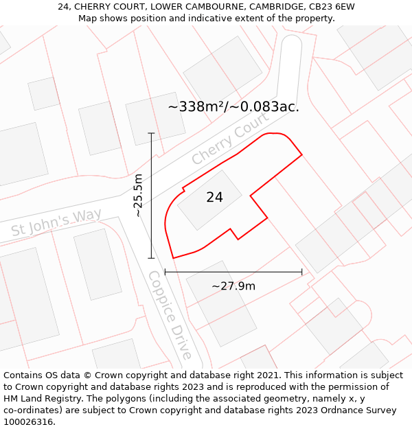 24, CHERRY COURT, LOWER CAMBOURNE, CAMBRIDGE, CB23 6EW: Plot and title map