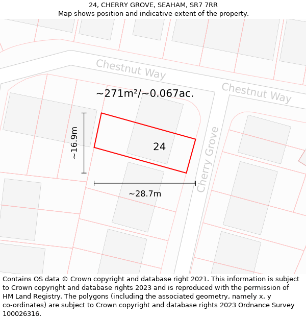 24, CHERRY GROVE, SEAHAM, SR7 7RR: Plot and title map