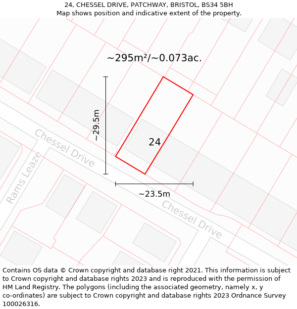 24, CHESSEL DRIVE, PATCHWAY, BRISTOL, BS34 5BH: Plot and title map