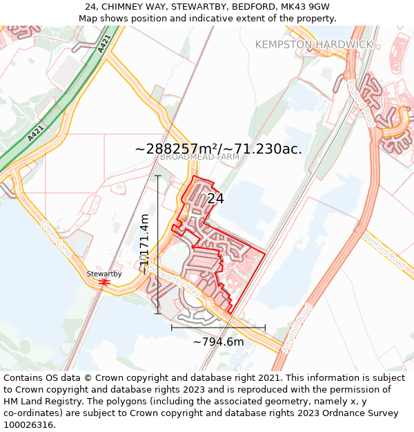 24, CHIMNEY WAY, STEWARTBY, BEDFORD, MK43 9GW: Plot and title map