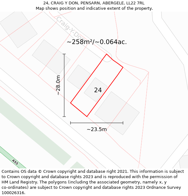 24, CRAIG Y DON, PENSARN, ABERGELE, LL22 7RL: Plot and title map