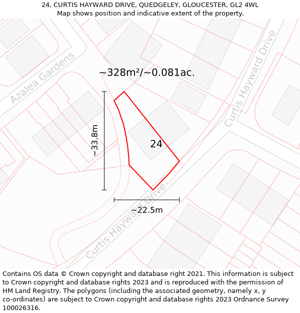 24, CURTIS HAYWARD DRIVE, QUEDGELEY, GLOUCESTER, GL2 4WL: Plot and title map