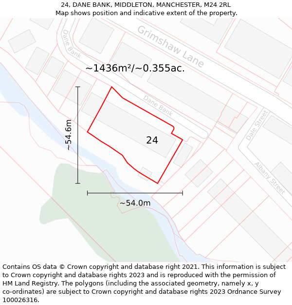 24, DANE BANK, MIDDLETON, MANCHESTER, M24 2RL: Plot and title map