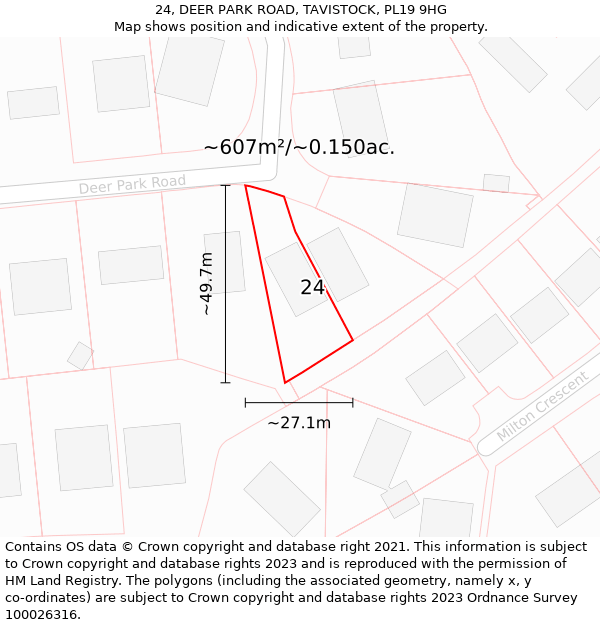 24, DEER PARK ROAD, TAVISTOCK, PL19 9HG: Plot and title map