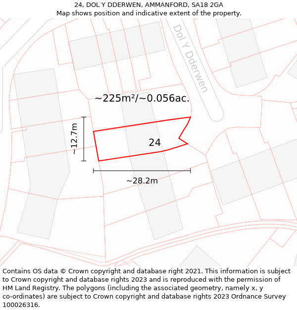 24, DOL Y DDERWEN, AMMANFORD, SA18 2GA: Plot and title map