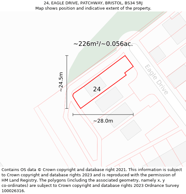 24, EAGLE DRIVE, PATCHWAY, BRISTOL, BS34 5RJ: Plot and title map