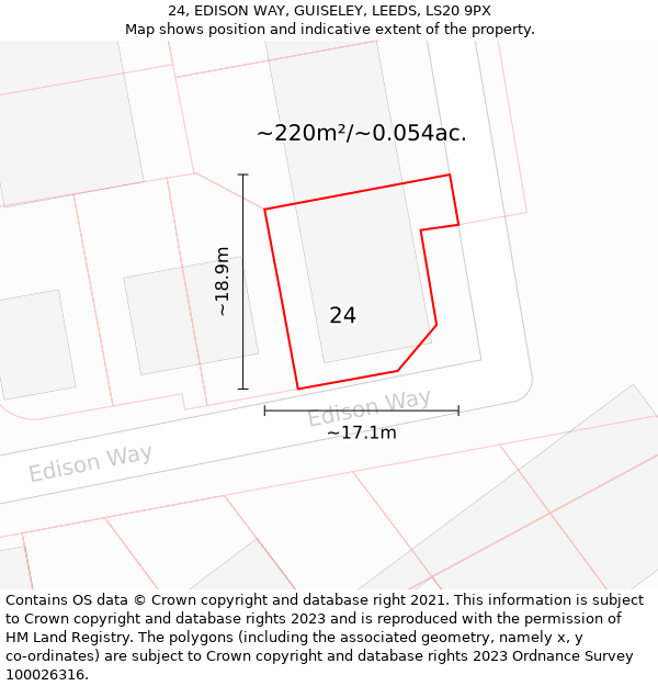 24, EDISON WAY, GUISELEY, LEEDS, LS20 9PX: Plot and title map