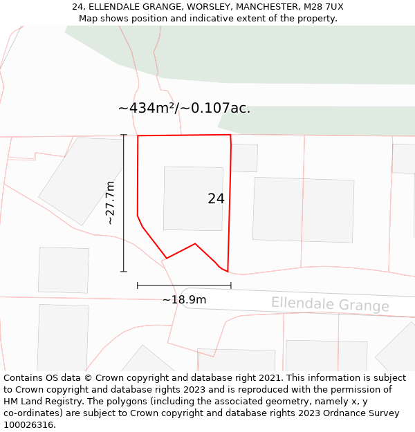 24, ELLENDALE GRANGE, WORSLEY, MANCHESTER, M28 7UX: Plot and title map